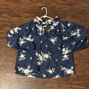Fate Navy and White Floral Blouse